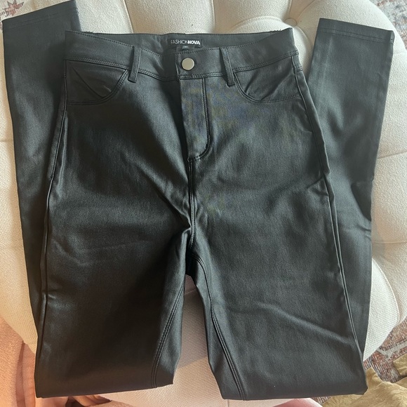 FASHION NOVA- Black Leather Pants - Picture 6 of 9